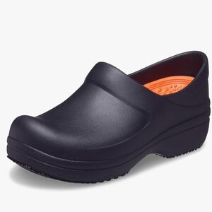 CROCS Women's Black Mules with Bright Orange Insole